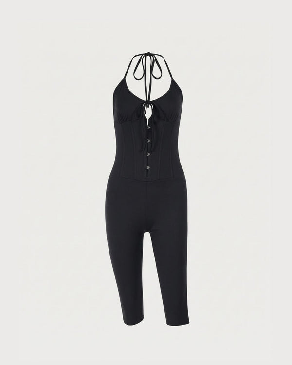 Curvvvy™ Halter Corset Capri Jumpsuit