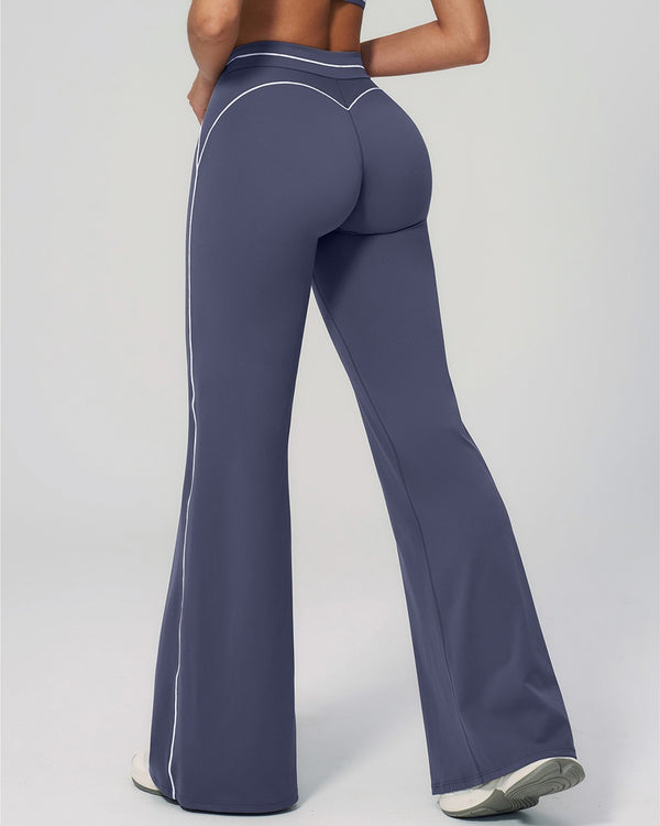 Curvvvy™ High-Waisted Contrast Panel Wide Leg Pants