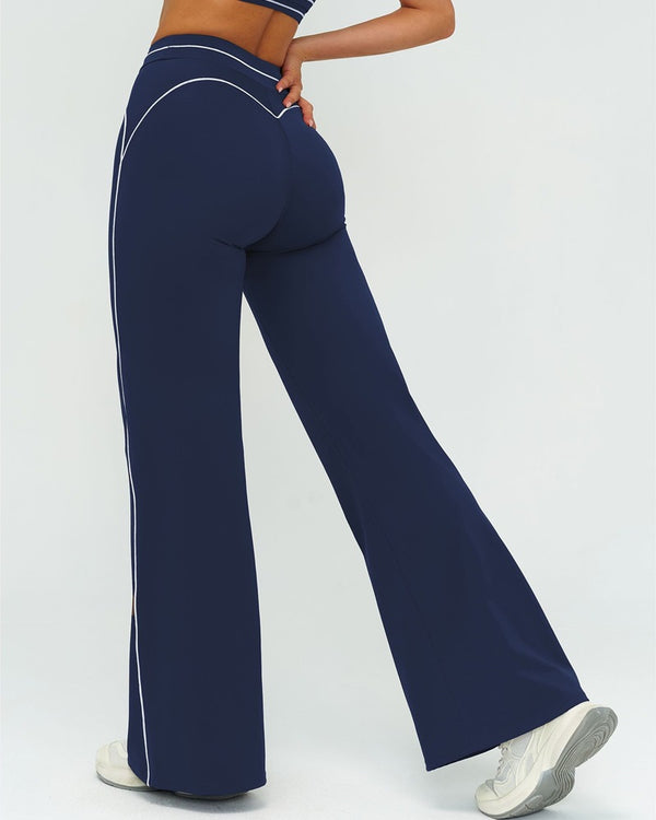 Curvvvy™ High-Waisted Contrast Panel Wide Leg Pants