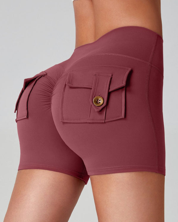 Curvvvy™ Cargo Pocket Scrunch High-Waisted Yoga Shorts