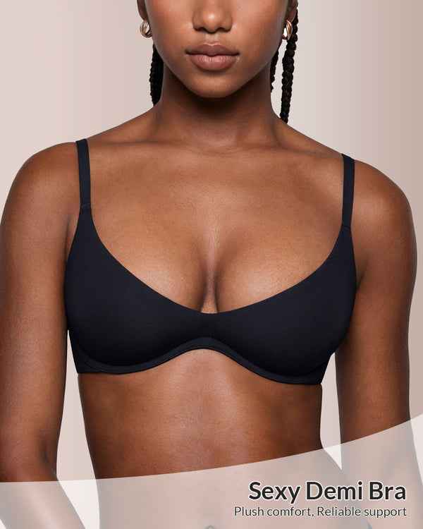 Curvvvy® Unlined Underwire Demi Balconette Bras Set