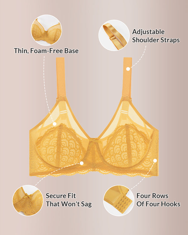 Curvvvy® Scalloped Mermaid Lace Unlined Full Cup Underwire Bra - Plus Size