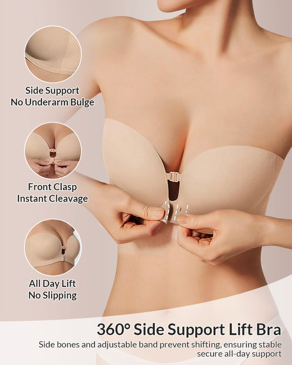 Curvvvy® Front-Closure Strapless Push-Up Bra