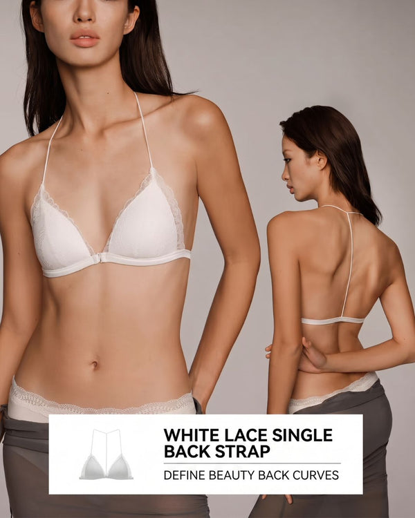 Curvvvy® French Front Closure Lace Back Triangle Bra Thin Straps Lightweight Elegant Lingerie
