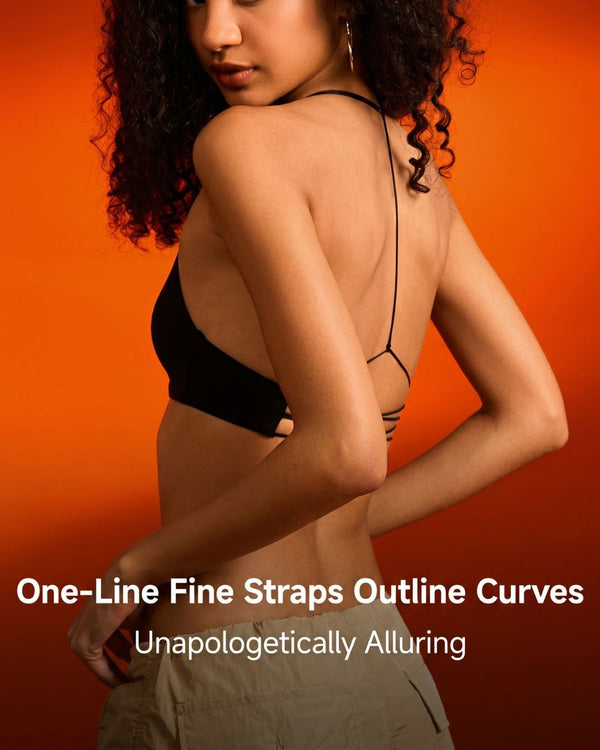 Curvvvy® Front Closure Strappy Back Sports Bra Seamless Thin Strap Backless Integrated Bra