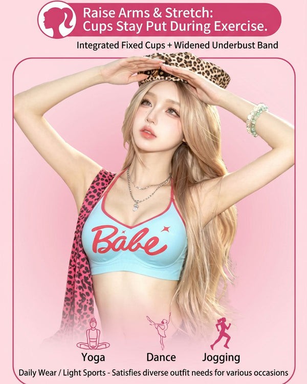 Curvvvy® Y2K Babe Bralette Contrast Trim Crop Top Built-In Support Coastal Vacation Style