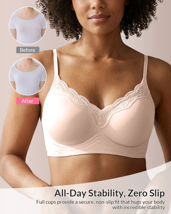 Curvvvy™ Seamless Lace Trim Push-Up Bra