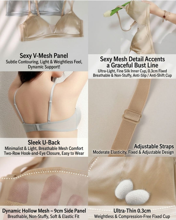 Curvvvy™ French Silk Sheer Mesh Triangle Cup Bra
