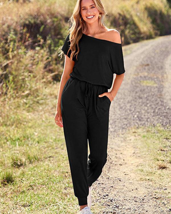 Curvvvy® Effortless Off-Shoulder Short Sleeve Jumpsuit