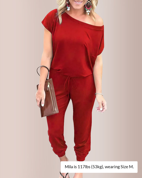 Curvvvy® Effortless Off-Shoulder Short Sleeve Jumpsuit