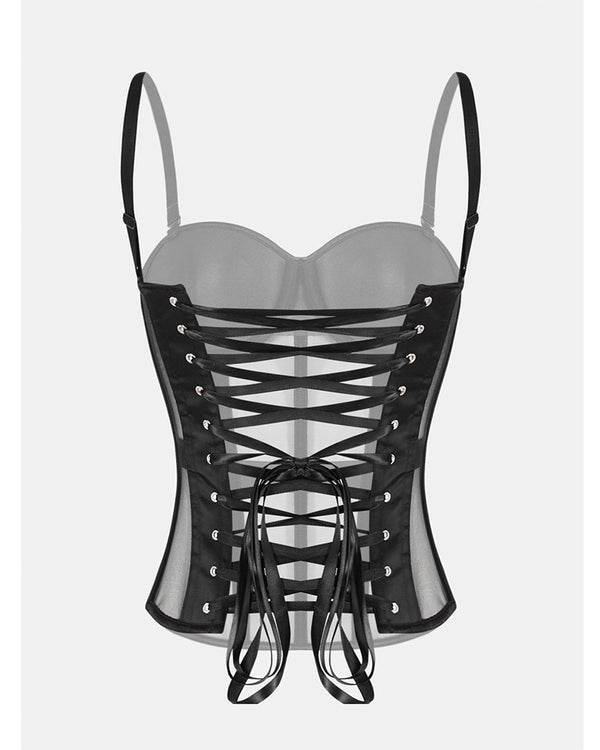 Curvvvy® French Vintage Sheer Mesh Boned Corset Bustier Top