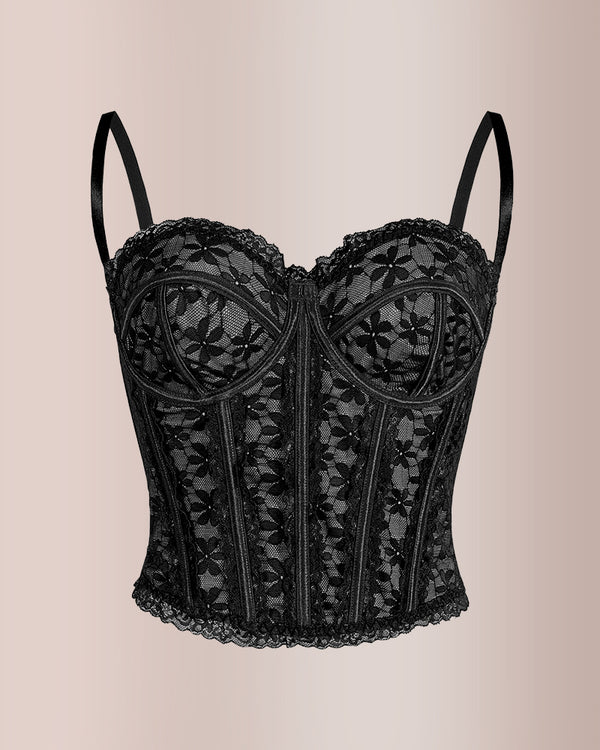 Curvvvy® Sheer Floral Sexy Lace Boned Corset