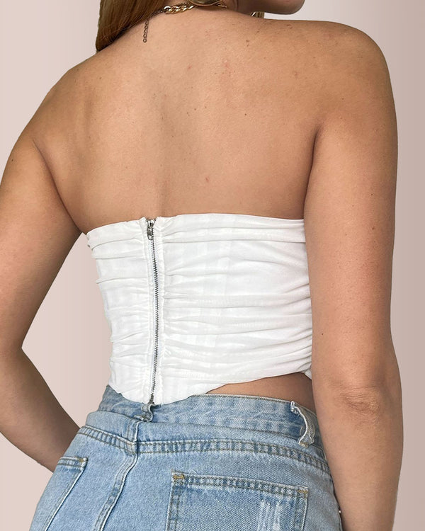 Curvvvy® Sexy Mesh Ruched Bustier Tube Top
