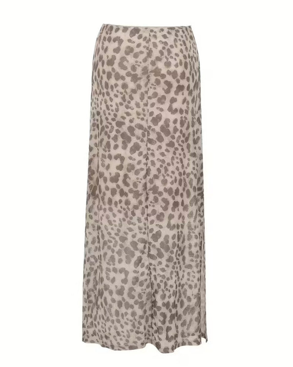 Curvvvy® High-Waisted Leopard Print Mesh Skirt