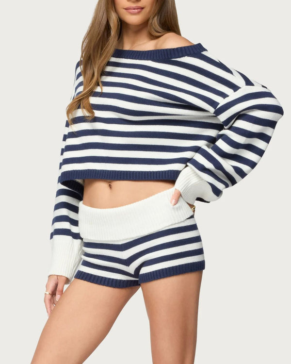 Curvvvy® Striped Oversized Knit Sweater