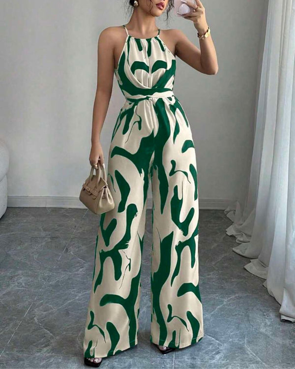 Curvvvy® Floral Print Cinched Waist Up Elegant Casual Romper