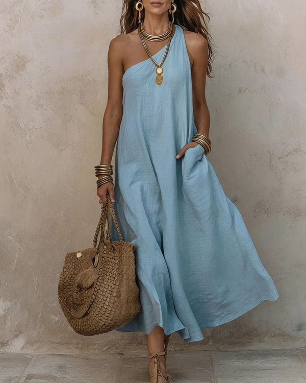 Curvvvy® One-Shoulder Halter Maxi Dress