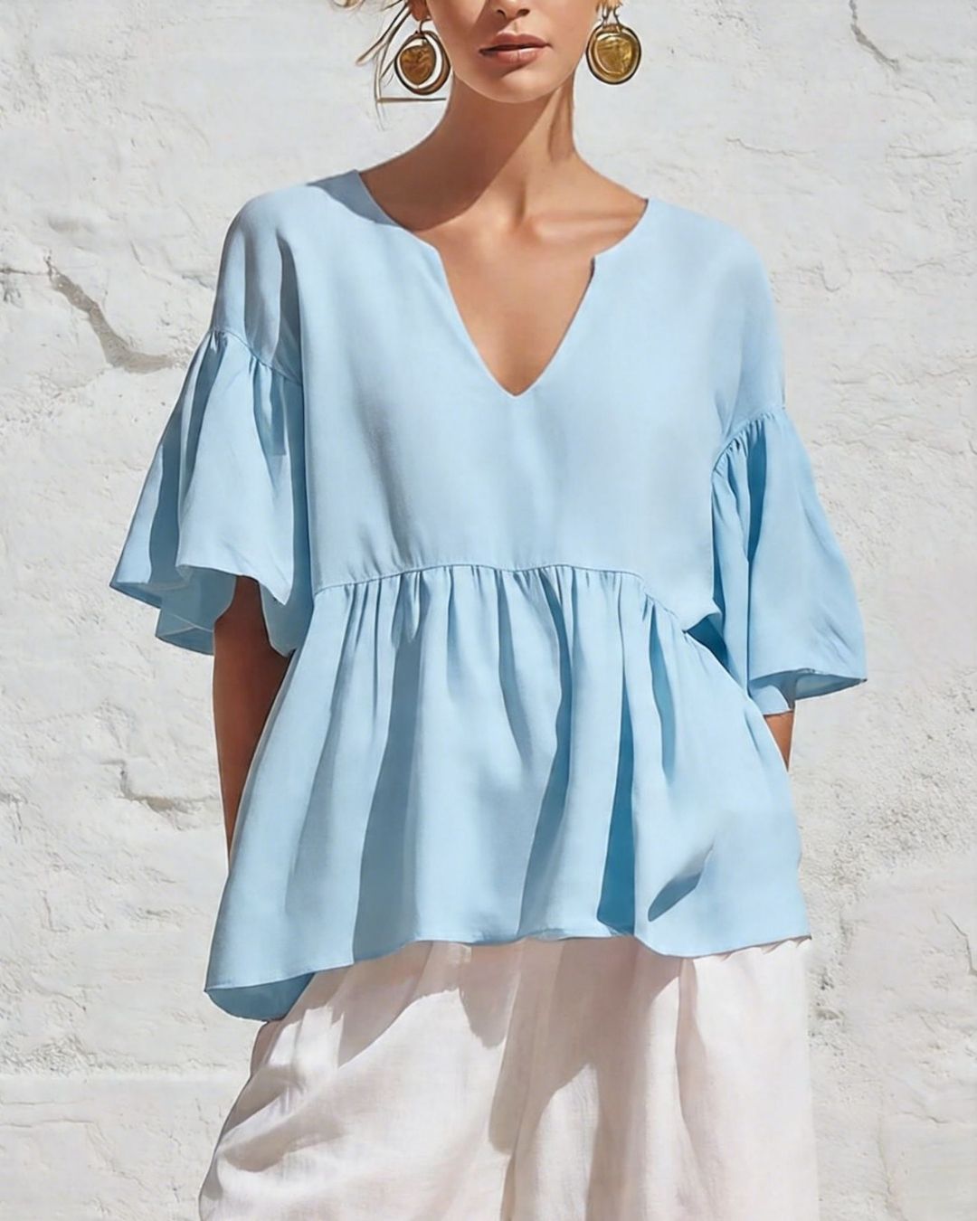 Curvvvy® V-Neck Ruffle Top