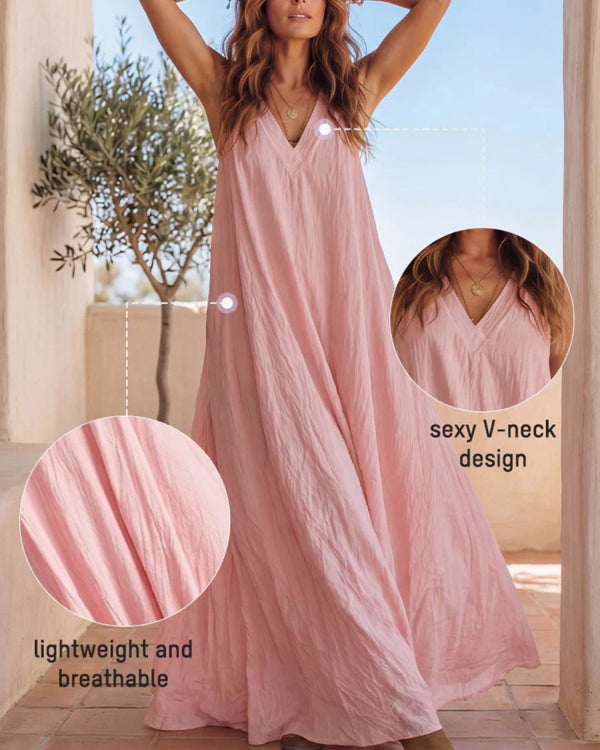 Curvvvy® Flowy Boho V-Neck Halter Maxi Dress