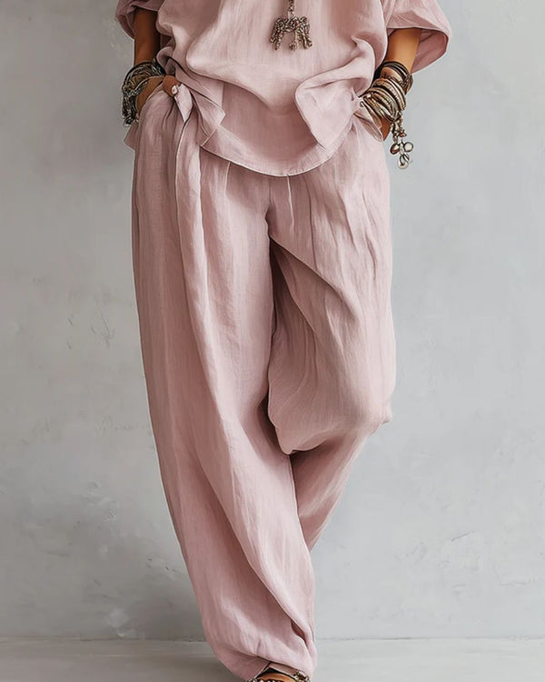 Curvvvy® Casual Linen Wide-leg Pants Set