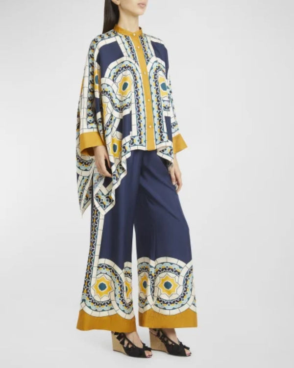Curvvvy® Place-Print Silk Collared Set