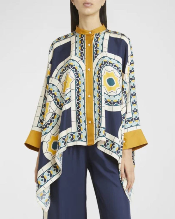 Curvvvy® Place-Print Silk Collared Set