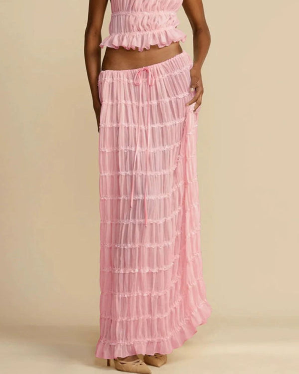 Curvvvy® Passion and Romance Pleated Back Elastic Straps Adjustable Halter Tank Set