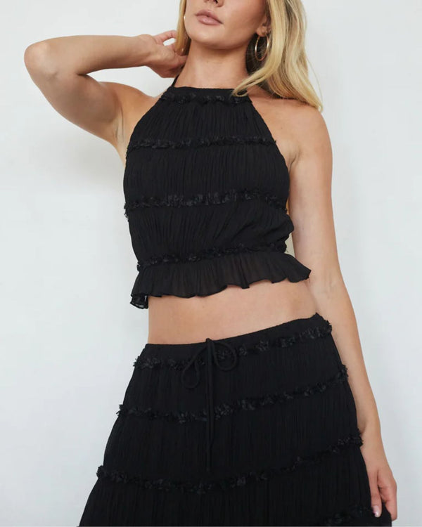Curvvvy® Passion and Romance Pleated Back Elastic Straps Adjustable Halter Tank Set
