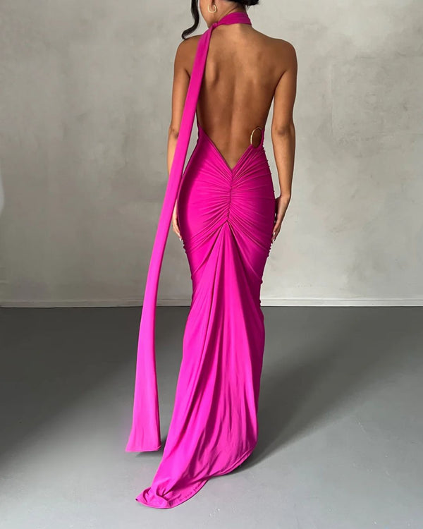 Curvvvy® Garze Backless Rose Maxi Dress