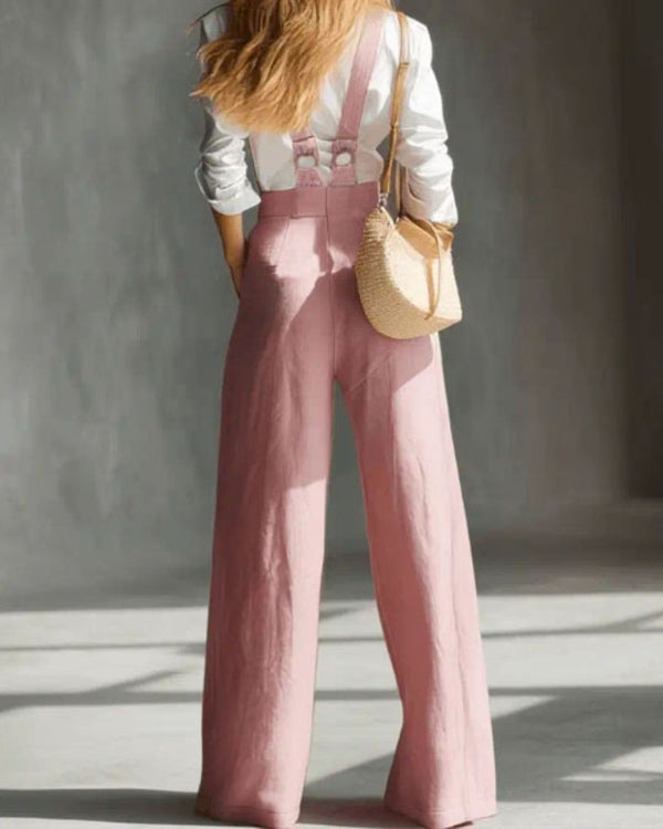 Curvvvy® Elegant Vintage Versatile Cotton And Linen Wide-leg Pants Overalls