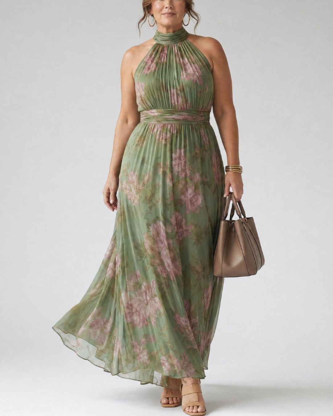 Curvvvy® Gathered Halter Midi Dress