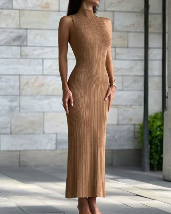 Curvvvy® Knit Elegant Evening Dress Women High Waist Slim Sleeveless Bodycon Maxi