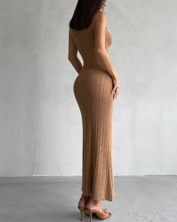 Curvvvy® Knit Elegant Evening Dress Women High Waist Slim Sleeveless Bodycon Maxi