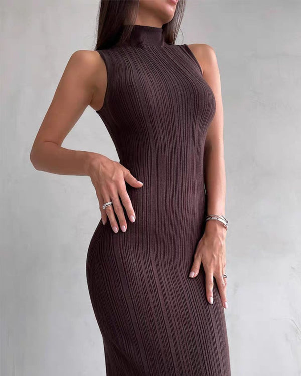 Curvvvy® Knit Elegant Evening Dress Women High Waist Slim Sleeveless Bodycon Maxi