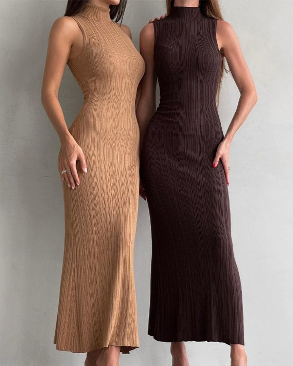 Curvvvy® Knit Elegant Evening Dress Women High Waist Slim Sleeveless Bodycon Maxi