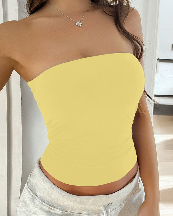 Curvvvy® Y2K Essential Knit Seamless StraplessTube Top