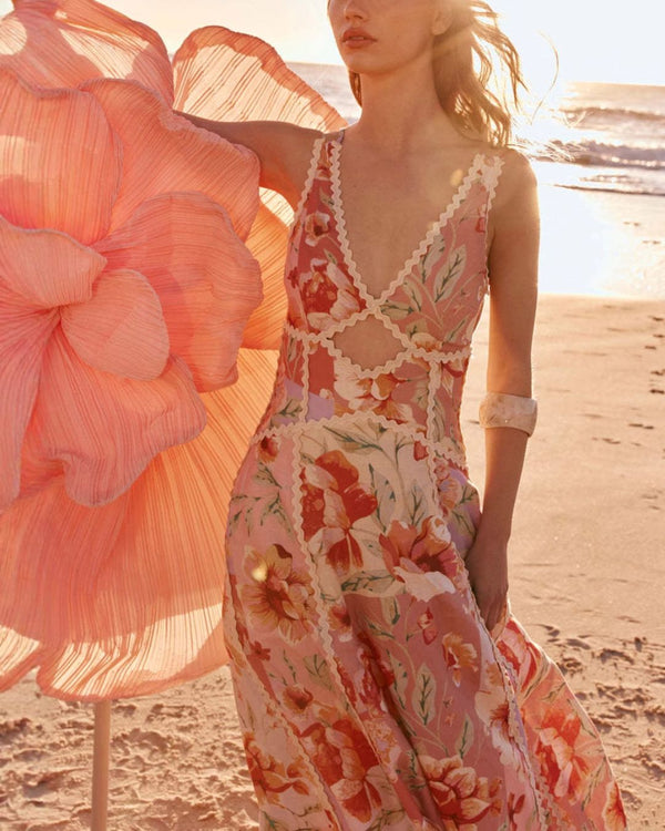 Curvvvy® Desert Rose Print Maxi Dress
