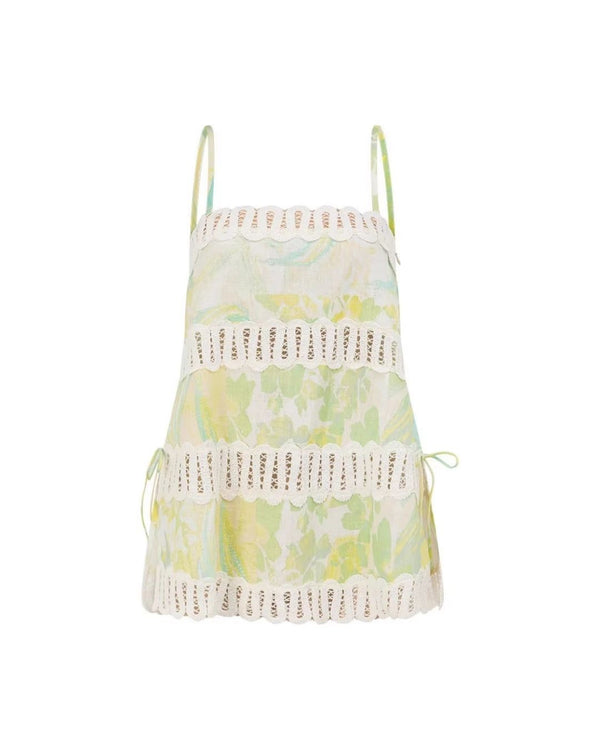 Curvvvy® Lemon Floral Strappy Two-Piece Set Elegant Outfit
