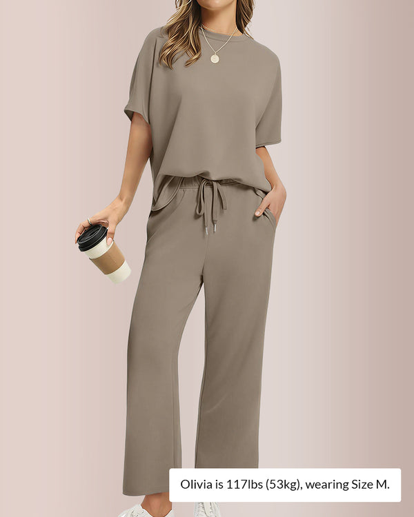 Curvvvy® Effortless Two-Piece Wide Leg Lounge Set