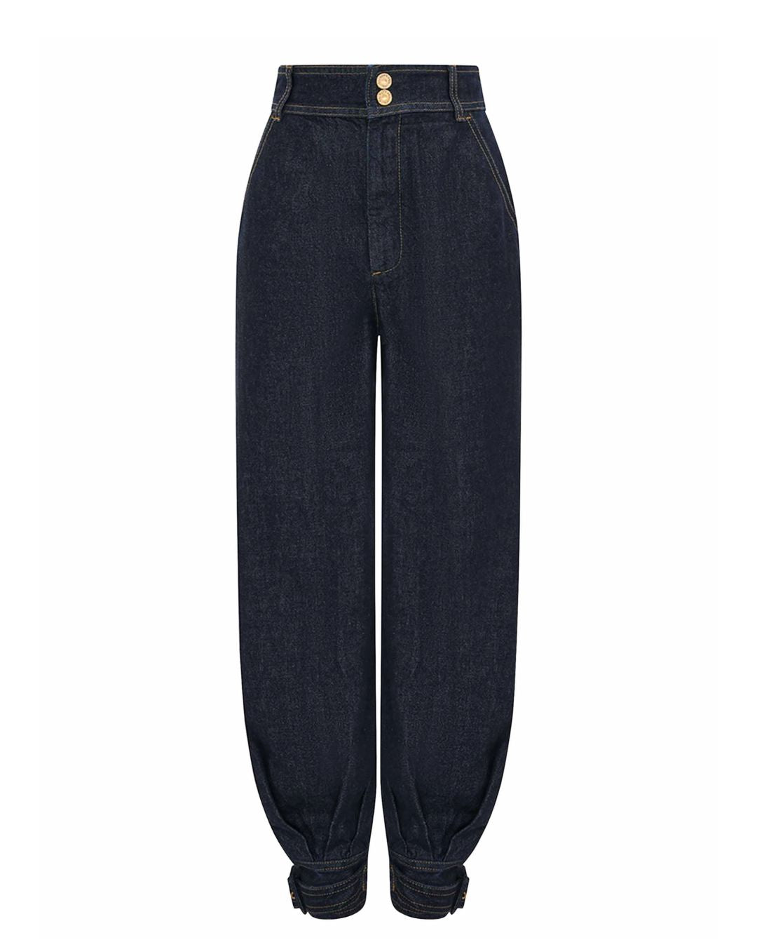 Curvvvy® Modern Denim Capelet & High-Waist Tapered Pants Two-Piece Set