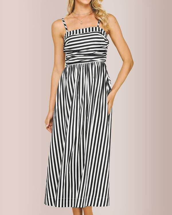 Curvvvy® Breezy Summer Nights Striped Off-Shoulder Maxi Dress