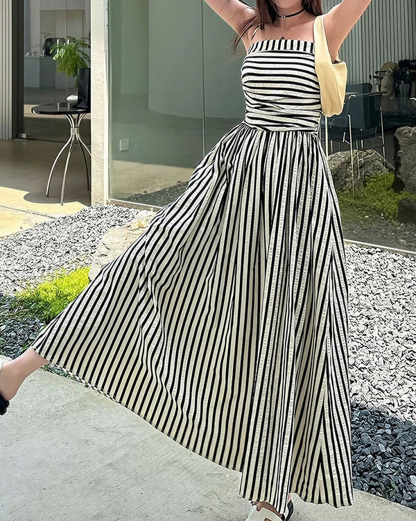Curvvvy® Breezy Summer Nights Striped Off-Shoulder Maxi Dress