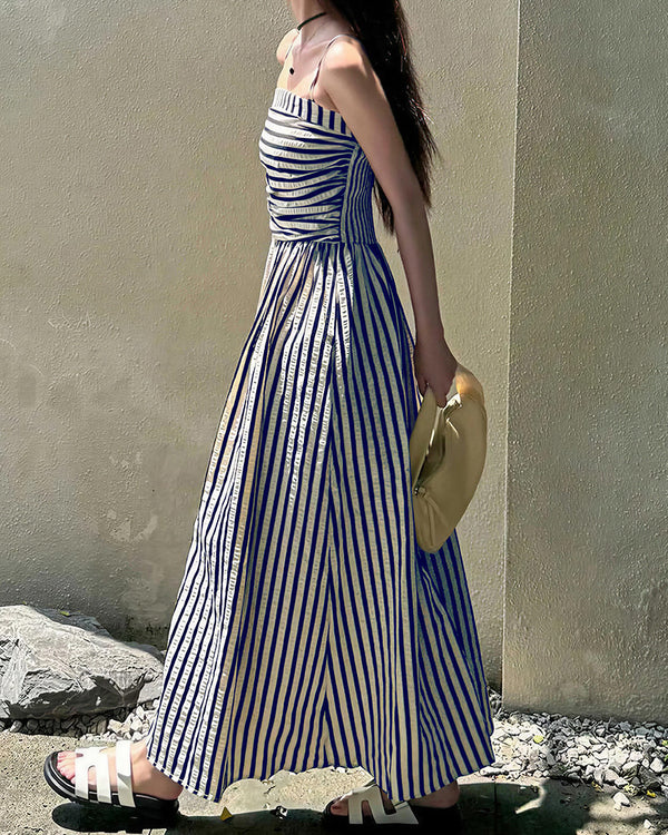 Curvvvy® Breezy Summer Nights Striped Off-Shoulder Maxi Dress