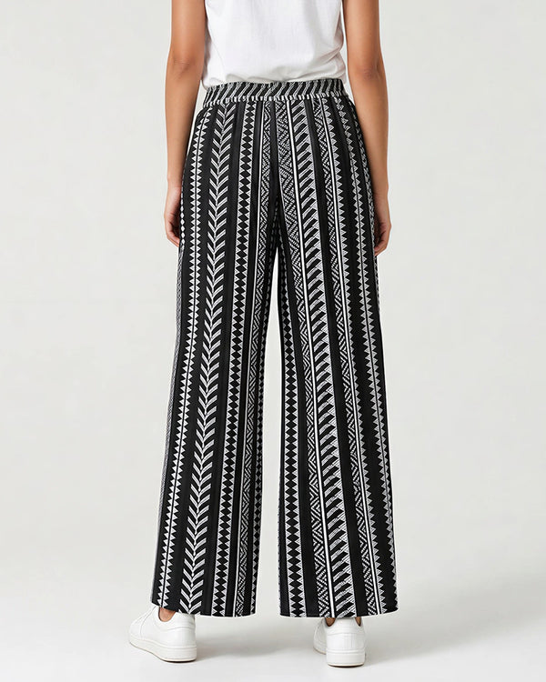 Curvvvy® Bohemian Print Tie-Waist Wide Leg Beach Pants