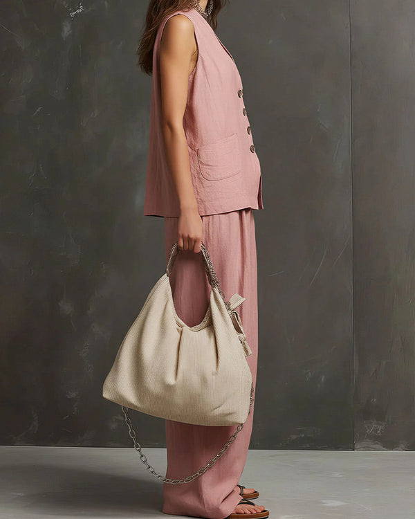 Curvvvy® Breezy Summer Waistcoat & Trousers Suit