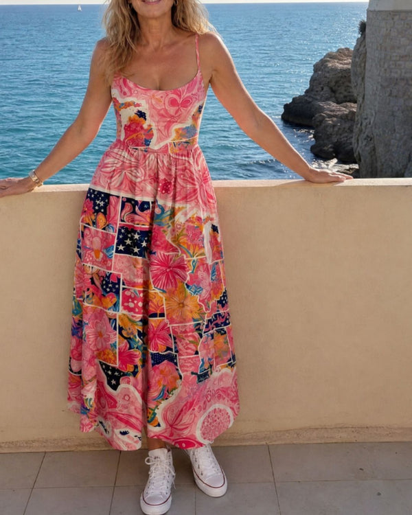 Curvvvy™ Patchwork Floral Print Midi Dress