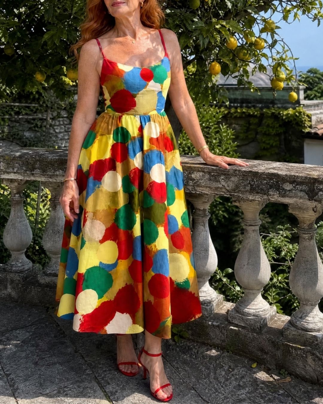 Curvvvy™ Polka Dot Print Midi Dress
