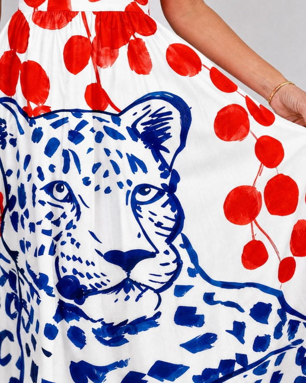Curvvvy™ Leopard Graphic Print Midi Dress