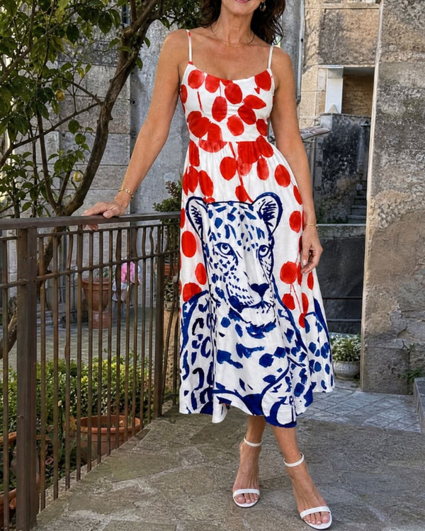 Curvvvy™ Leopard Graphic Print Midi Dress