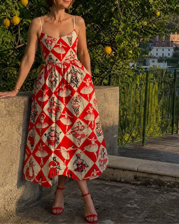 Curvvvy™ Diamond Print Sleeveless Midi Dress